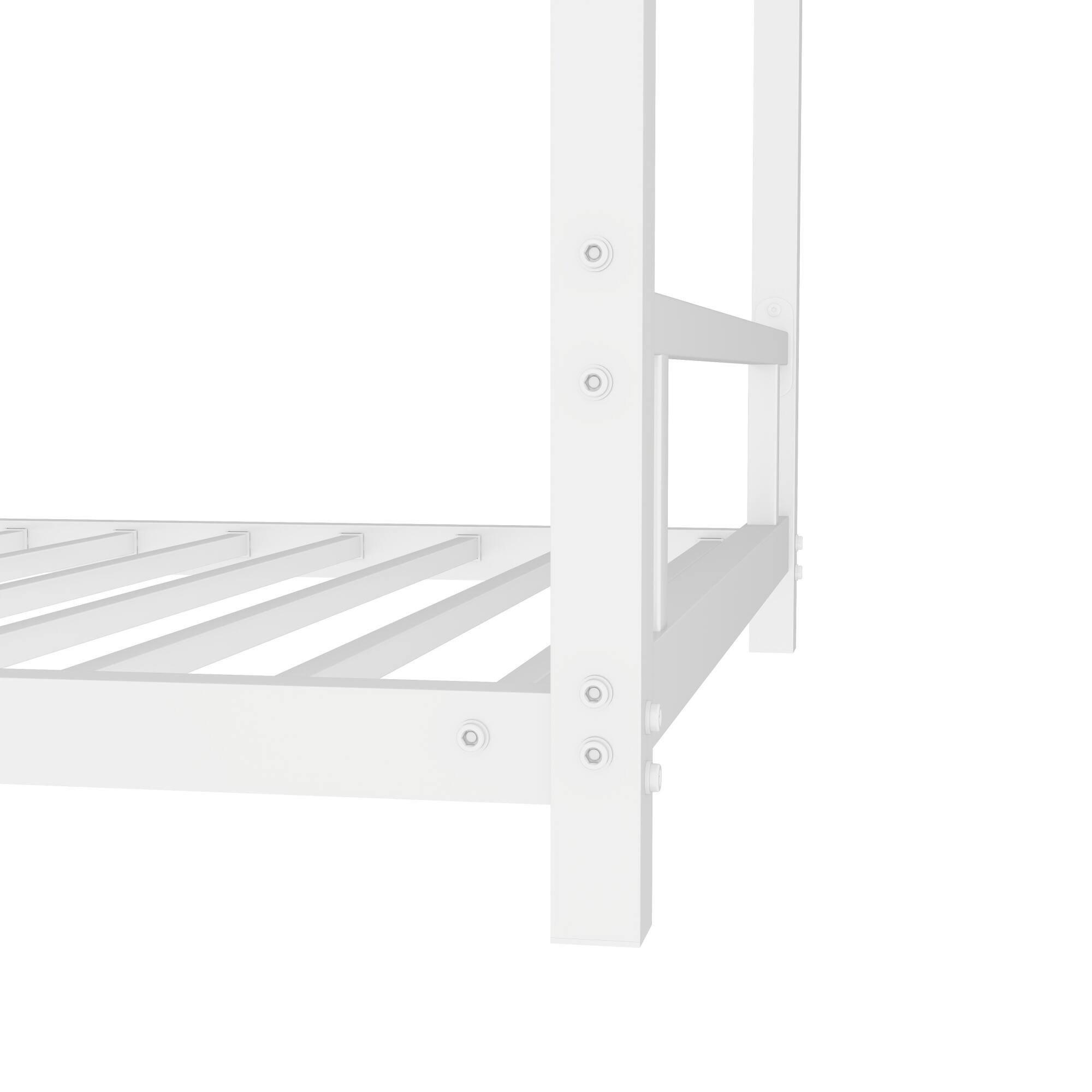 Alt View 8. GOODSILO - Sturdy Twin over Twin Metal Bunk Bed with Safety Guardrail and Convertible Design for Space-Saving Bedroom Solutions - White.