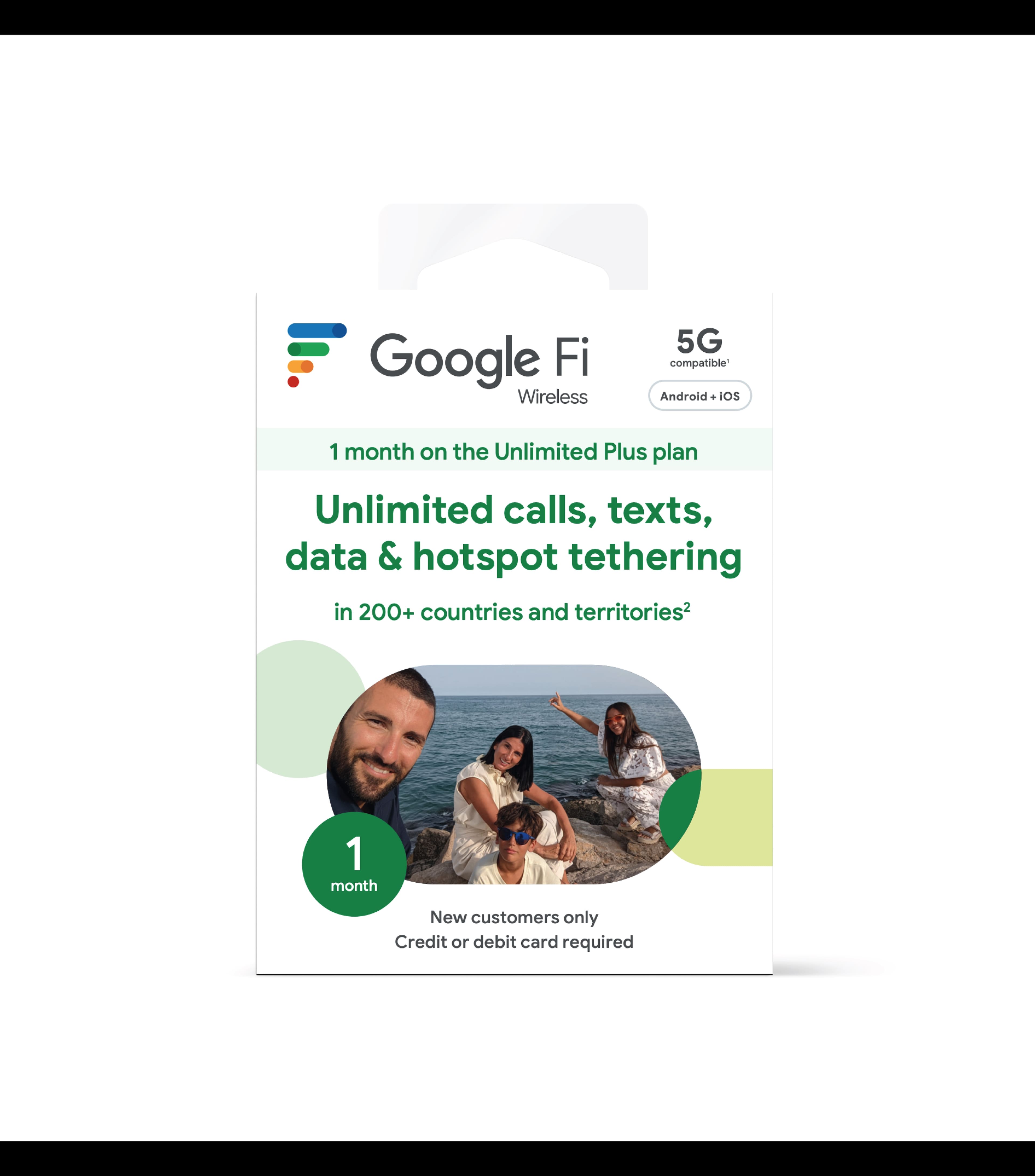 Front. Google - Google Fi Wireless Unlimited Plus Talk/Text/Data SIM Kit - 1 Month.