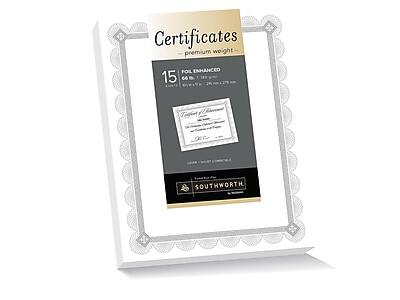 Certificates - premium weight  
15 FOLI ENHANCED  
66 lb. (115 gsm)  
SOUTHWORTH