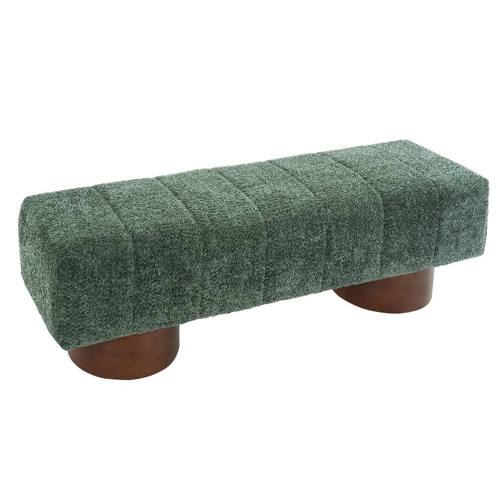 Alt View 2. Ropilly - Ropilly Green Boucle Upholstered Dining Bench Modern Accent Indoor Seating Channel Tufted Wood Frame - Green.