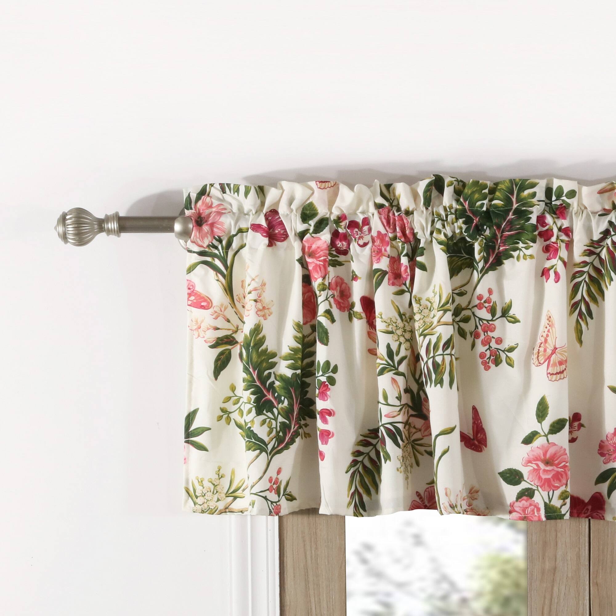 Left. Greenland Home Fashions - Greenland Home Fashion Butterflies High Quality Ready Made Polyester Fabric Window Curtain Valance - Multi 84x14" - Multi.