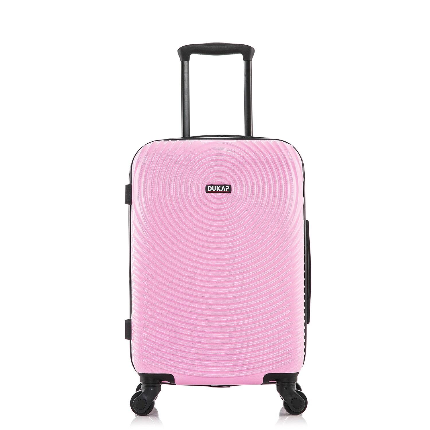 Angle. DUKAP - Inception Lightweight Hardside Spinner Luggage 20" Carry-On - PINK.
