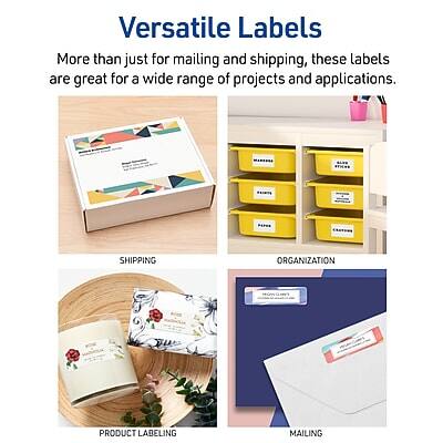 Versatile Labels

More than just for mailing and shipping, these labels are great for a wide range of projects and applications.

SHIPPING  
ORGANIZATION  
PRODUCT LABELING  
MAILING