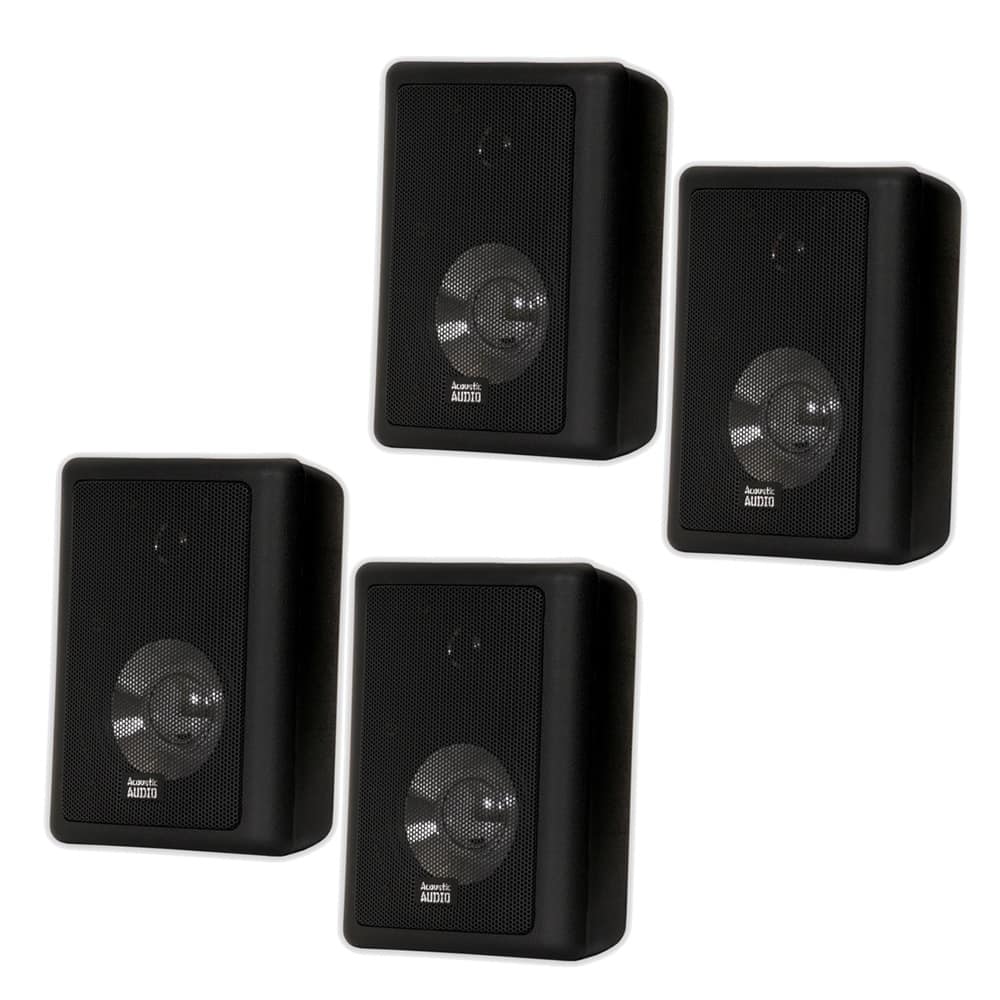 Acoustic Audio by Goldwood - 151B Indoor Outdoor 2 Way All-Weather Speakers 2 Pair Pack 151B-2Pr - Black