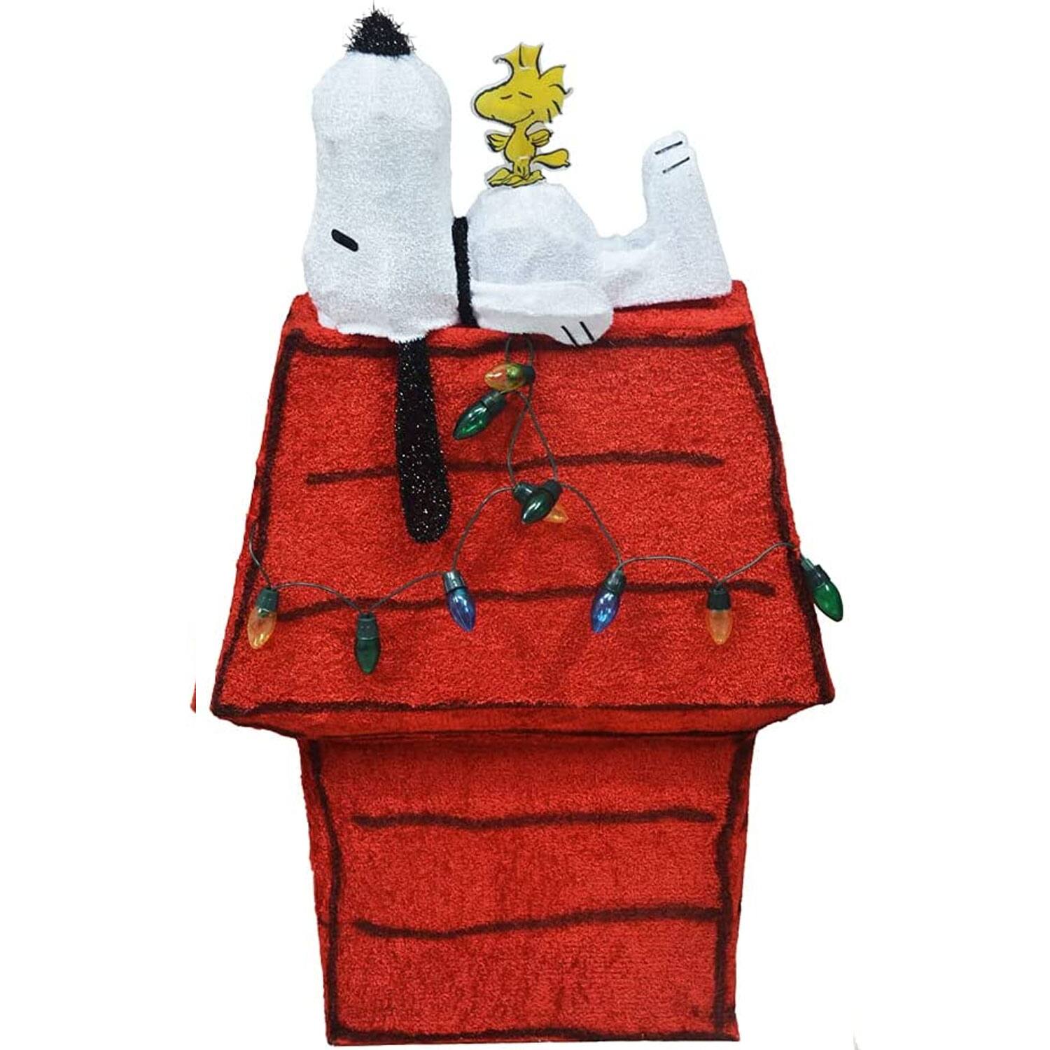 Alt View 5. ProductWorks - ProductWorks Peanuts 32" Snoopy & Woodstock Doghouse Prelit Christmas Yard - Multicolored.