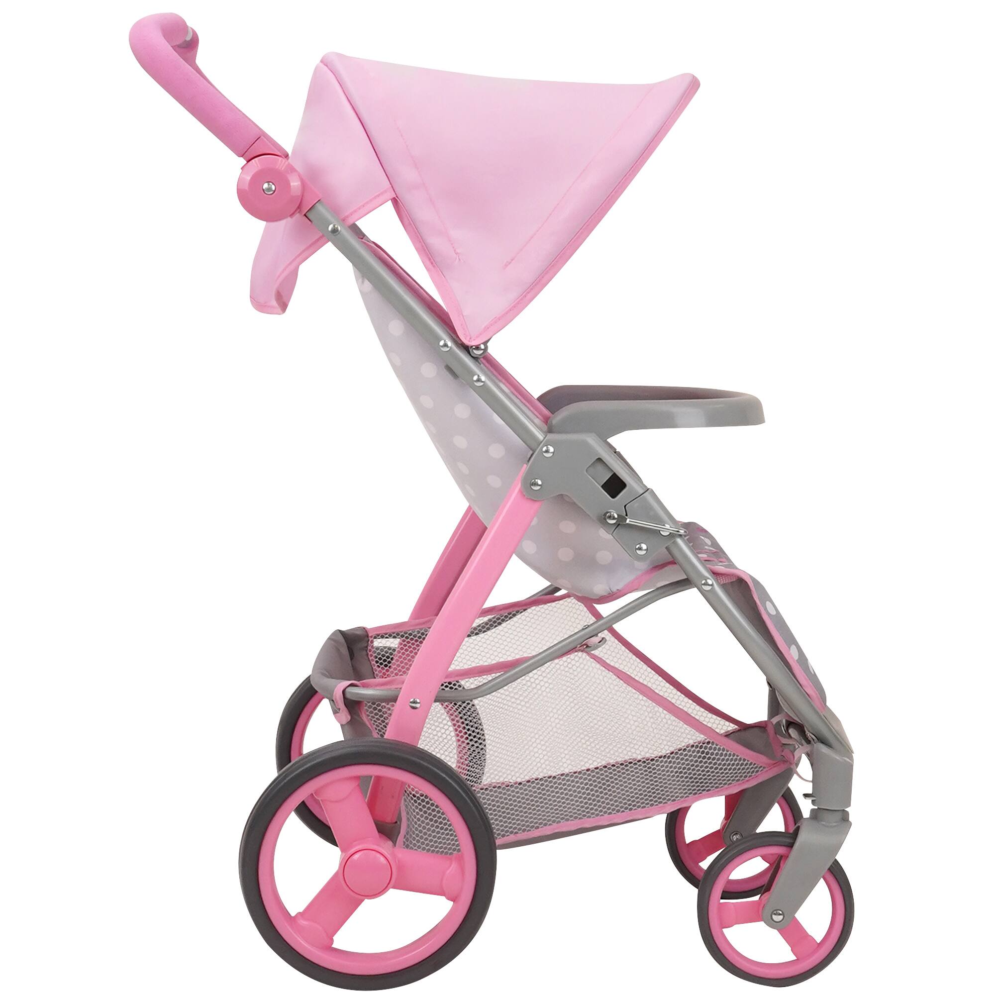 Alt View 1. 509 Crew - 509 Crew - Cotton Candy Pink Doll Travel System in Grey Polka Dots, Fits Dolls Up to 18".