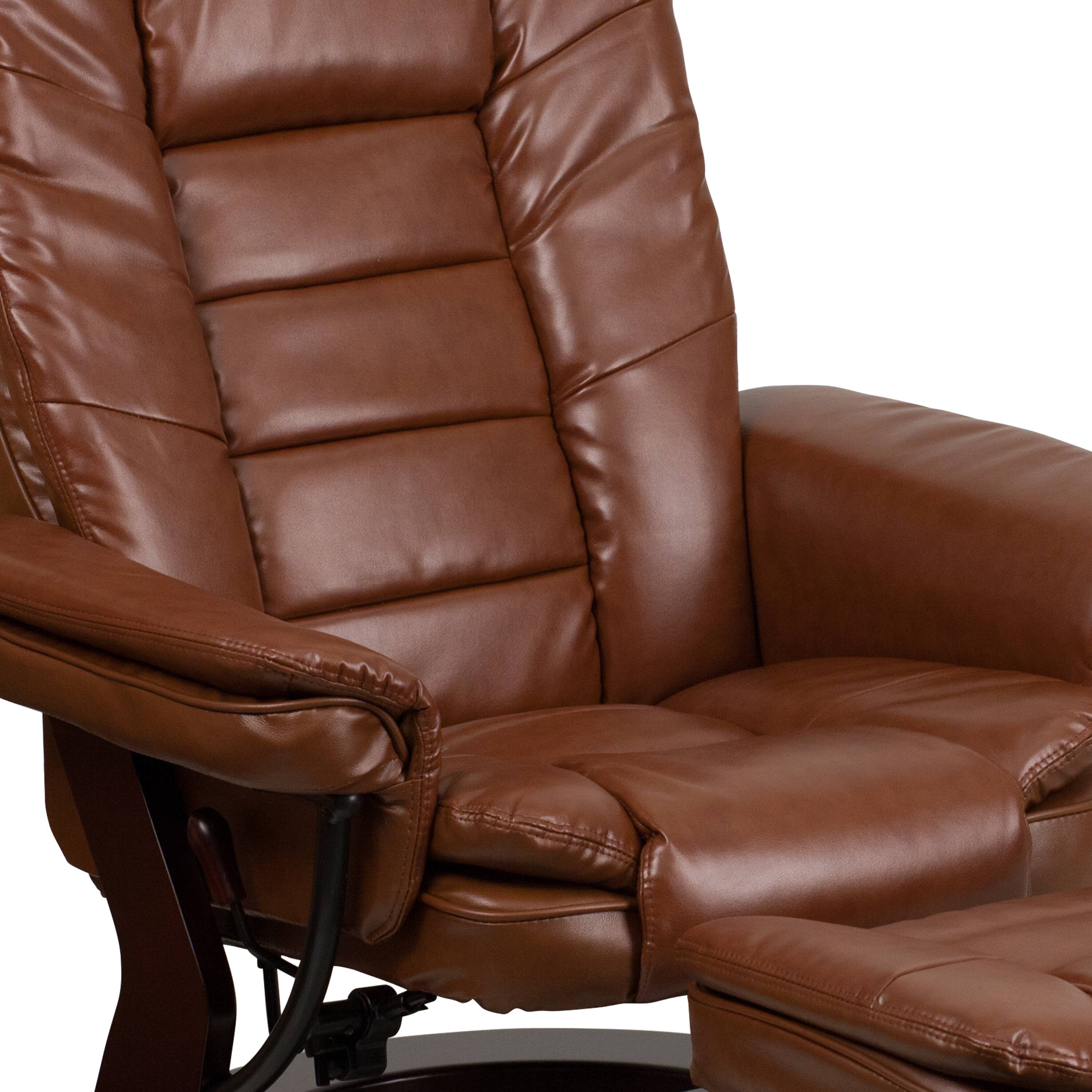 Alt View 9. Emma + Oliver - Multi-Position Stitched Recliner & Ottoman with Swivel Base - Brown Vintage.