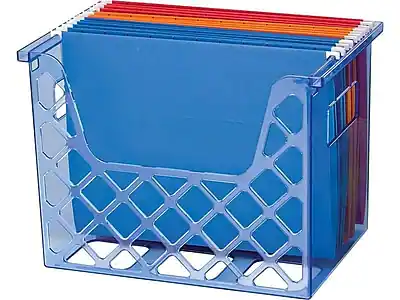 Front. Officemate - OfficeMate Glacier Desk Top File Organizer, Blue (23221) - Transparent Blue.