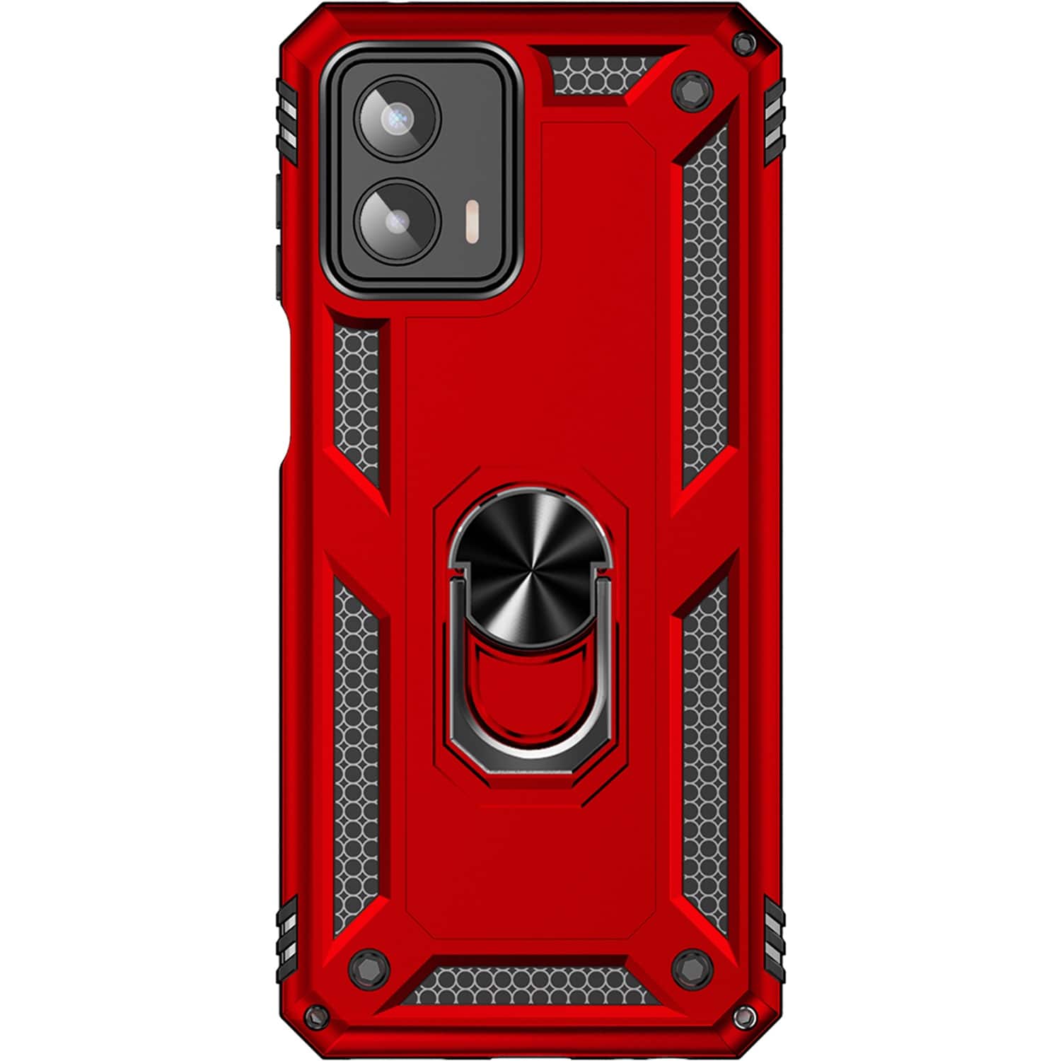 Front. SaharaCase - Military Kickstand Case for Motorola Moto G 5G (2023) - Red.