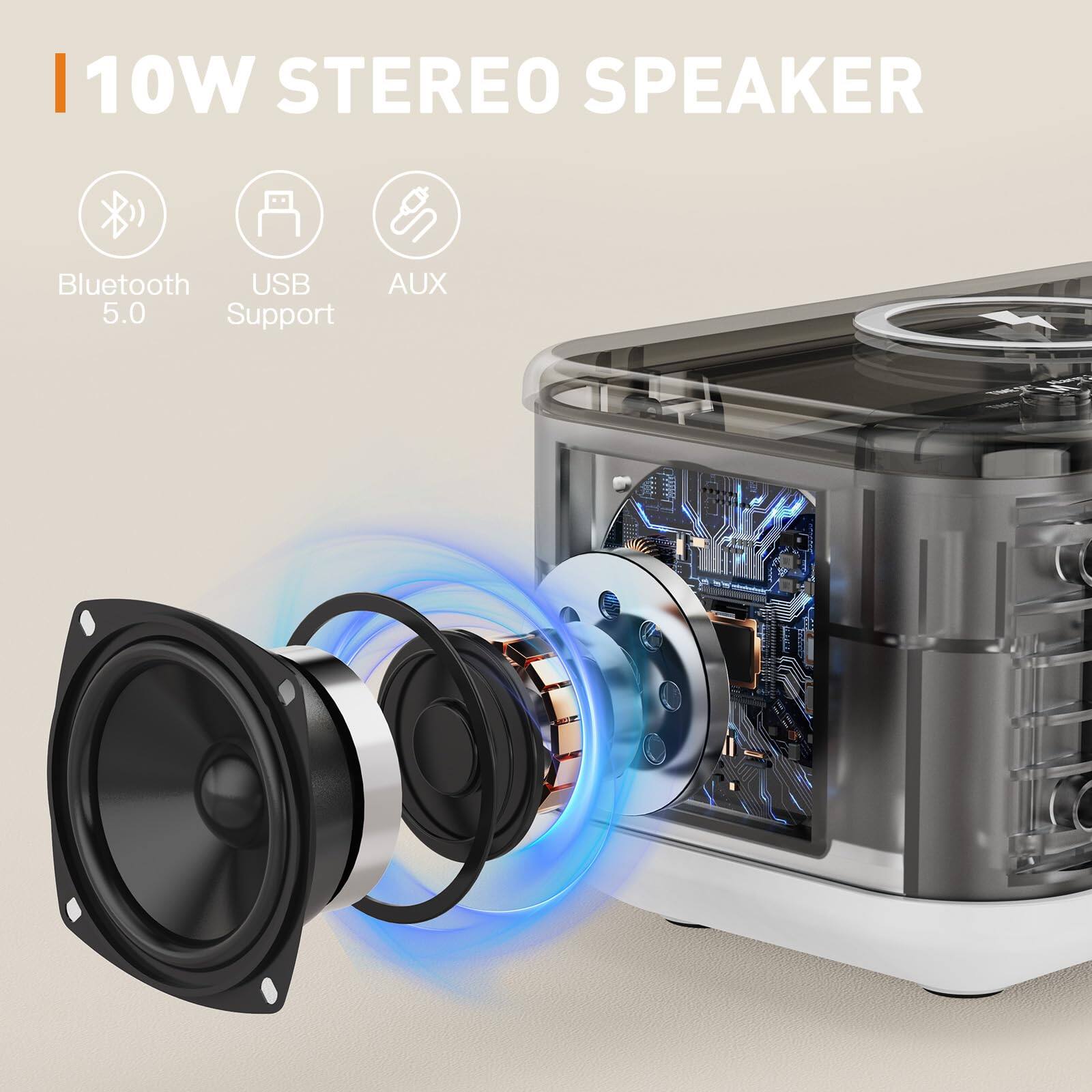 10W STEREO SPEAKER

- Bluetooth 5.0
- USB Support
- AUX