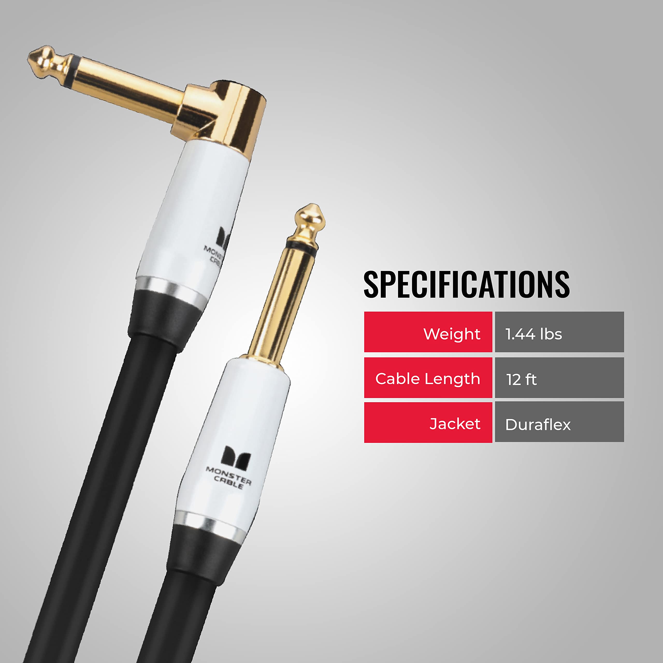 SPECIFICATIONS  
- Weight: 1.44 lbs  
- Cable Length: 12 ft  
- Jacket: Duraflex
