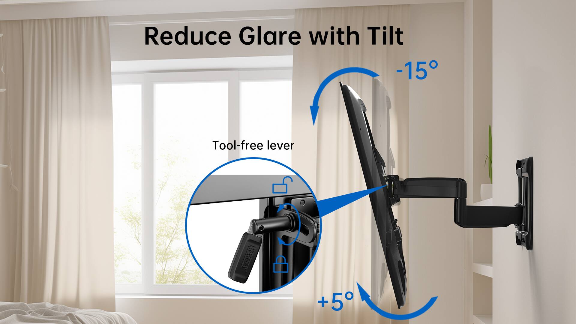 Reduce Glare with Tilt -15 Tool-free lever EGGA g + 5