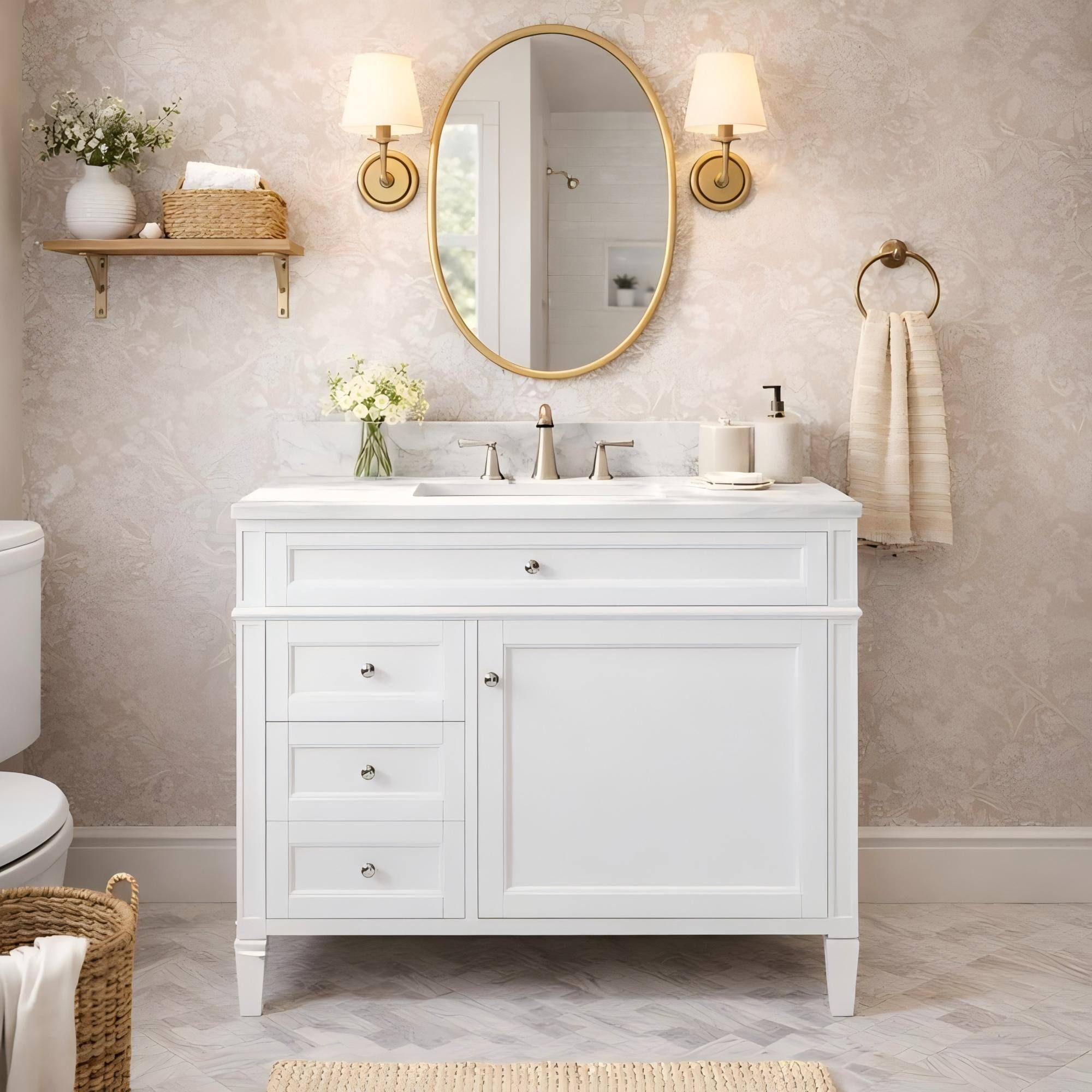 Alt View 2. Boyel Living - 36 Inch Modern Bathroom Vanity Cabinet Without Sink Solid Wood Frame White - White.