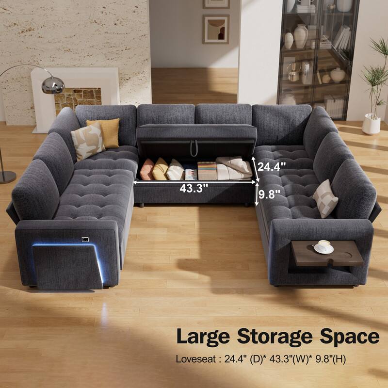 Large Storage Space  
Loveseat: 24.4" (D) * 43.3" (W) * 9.8" (H)