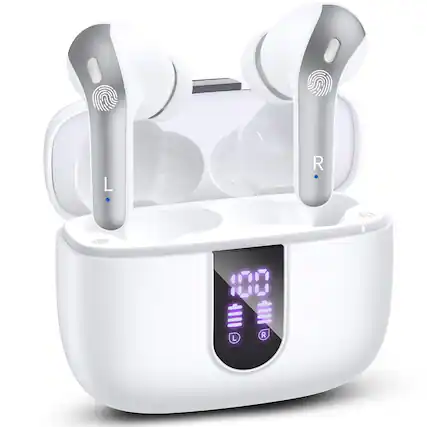 Front. VEAT00L - VEATOOL X8 Bluetooth Headphones True Wireless Earbuds 65H Playback Power Display Earphones with Wireless Charging Case.