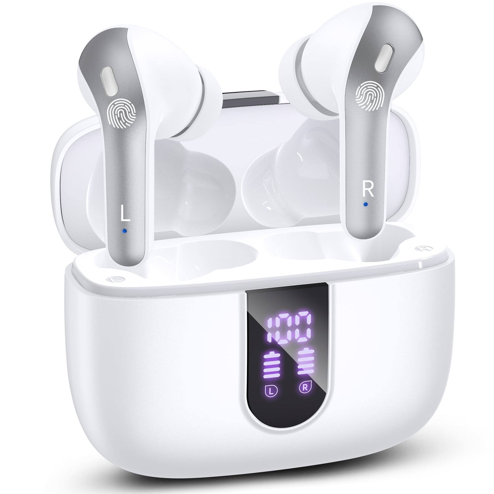 Front. VEAT00L - VEATOOL X8 Bluetooth Headphones True Wireless Earbuds 65H Playback Power Display Earphones with Wireless Charging Case.