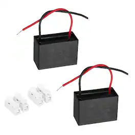 Unique Bargains - 2pcs 10uF CBB61 Ceiling Fan Capacitor, AC 450V 2 Wires with Terminal Blocks for Pump Motor Generator Blower - Black