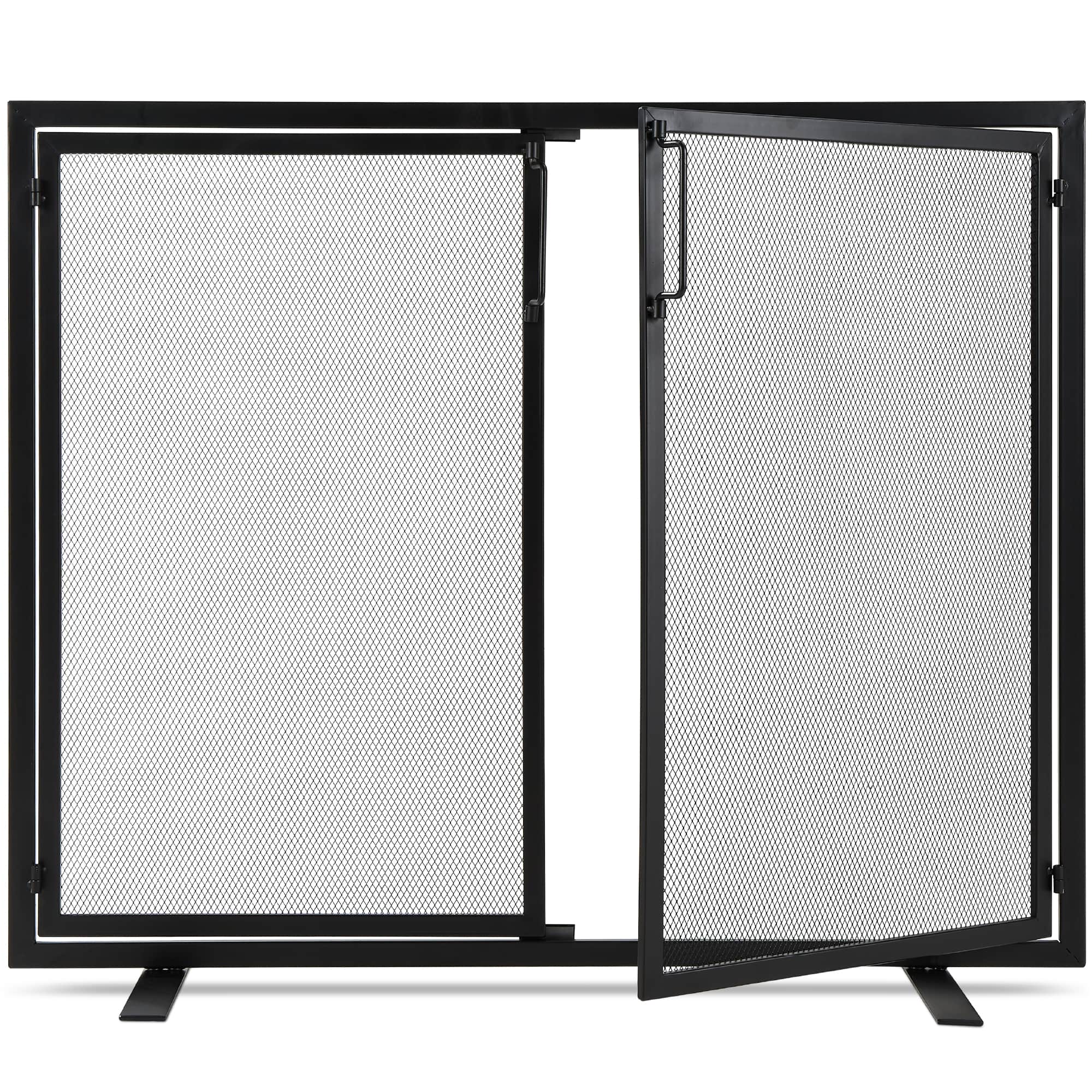 Best Choice Products - 38.5x31in 2-Door Fireplace Screen, Handcrafted Wrought Iron Spark Guard w/ Magnetic Doors - Black