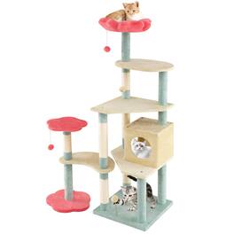 Gymax - Flower Cat Tree w/Cosy Condo Sisal Scratching Posts Padded Flower-shaped Perch