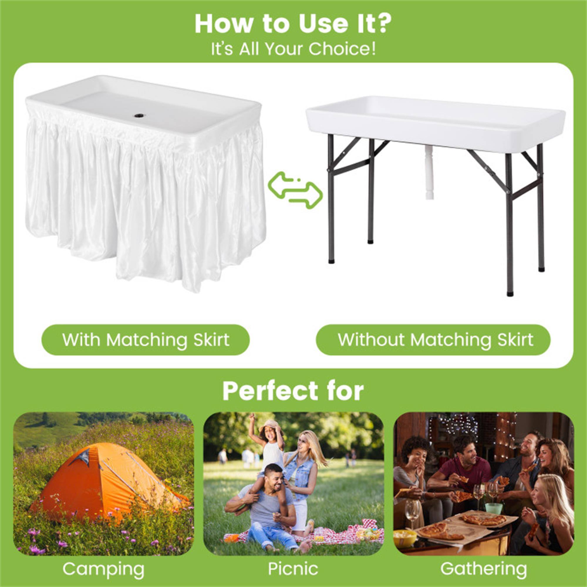 How to Use It?  
It's All Your Choice!  

With Matching Skirt  
Without Matching Skirt  

Perfect for  
Camping  
Picnic  
Gathering