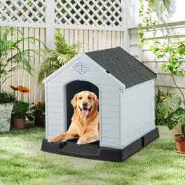 Gymax - Dog House Pet Puppy Shelter Waterproof Indoor/Outdoor Ventilate Gray