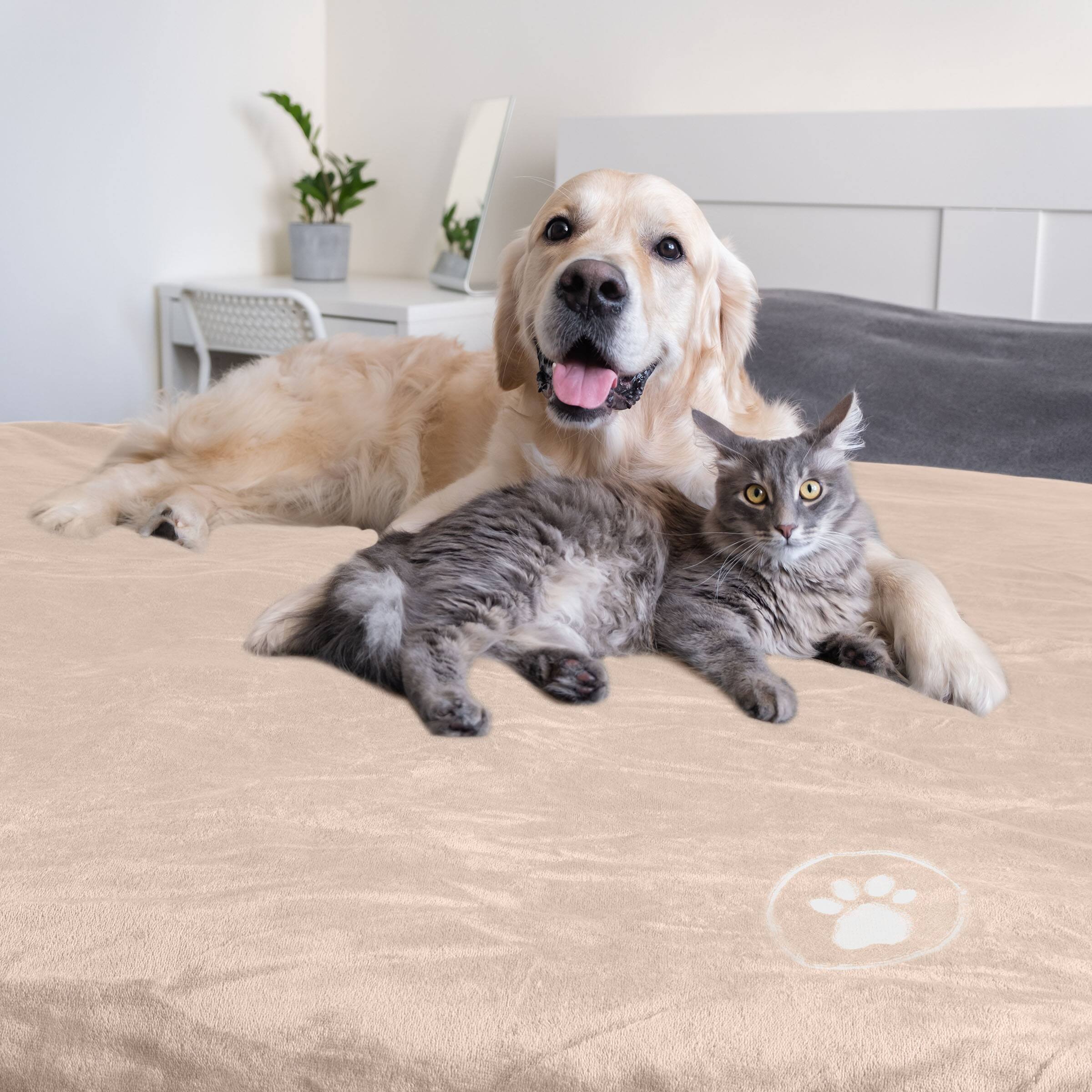 Alt View 7. PetMaker - Waterproof Dog Blanket 30x40-Inch Sherpa Dog Blanket for Couch, Bed, or Car Protects from Spills, Stains, or Pet Fur - Tan.