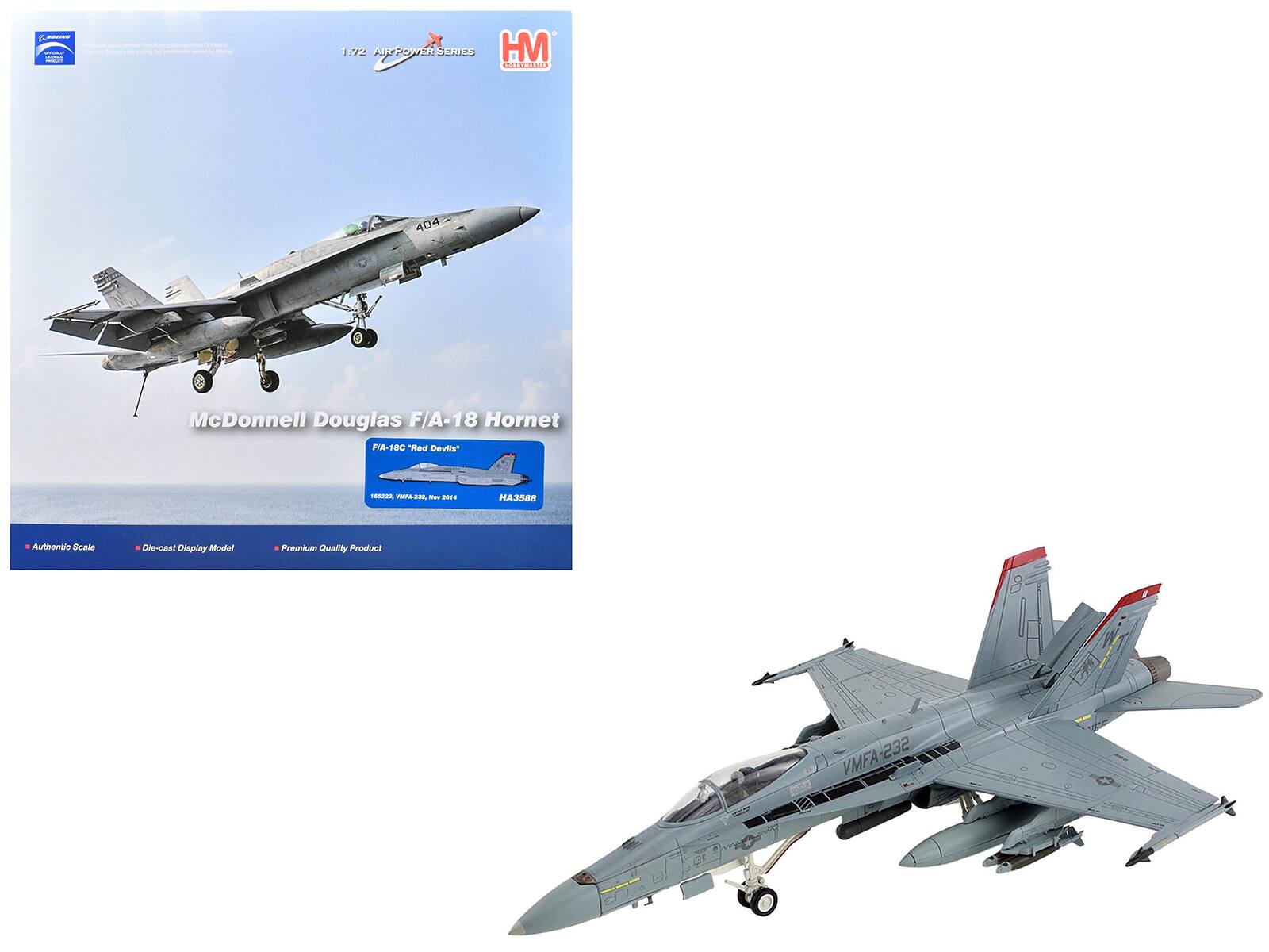 McDonnell Douglas F/A-18C Hornet "VMFA-232 Red Devils" 2014 USMC 1/72 Diecast Hobby Master Air Power Series - Multi
