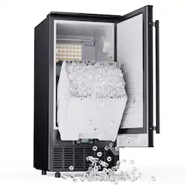 Euhomy - 80Lbs Commercial Built-In Undercounter Ice Maker - Cube Ice Machine with Drain Pump & Auto Clean Function - Black