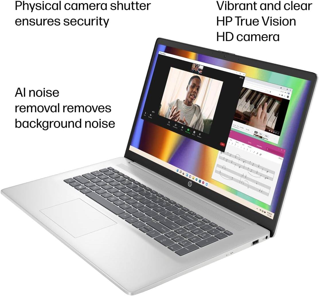 Physical camera shutter ensures security  
Vibrant and clear HP True Vision HD camera  
AI noise removal removes background noise