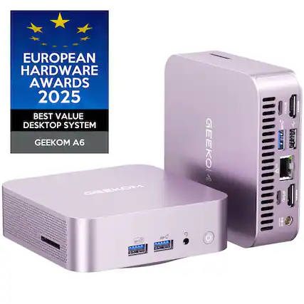 EUROPEAN HARDWARE AWARDS 2025
BEST VALUE DESKTOP SYSTEM
GEEKOM A6