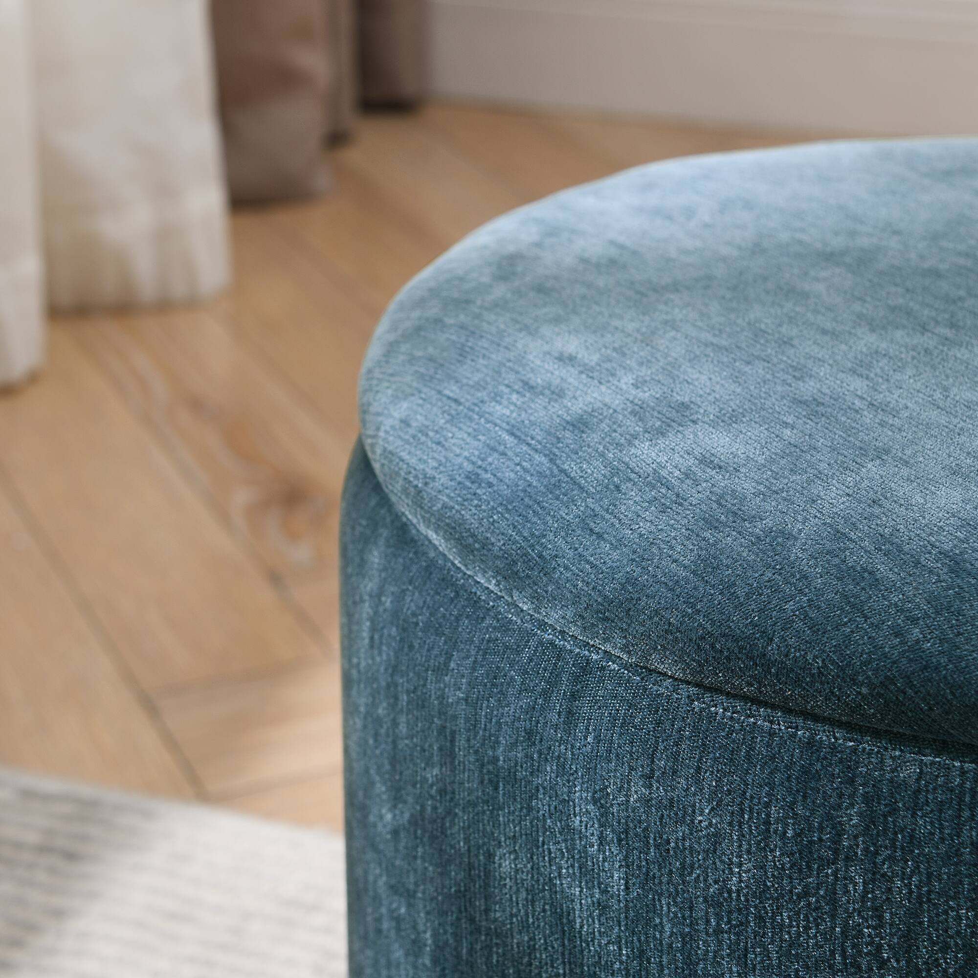 Alt View 6. GOODSILO - 2-Piece Round Storage Ottoman Set with Hidden Storage and Detachable Stool, Classic Design for Living Room and Bedroom - Dark Blue.