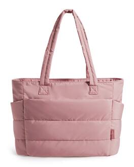 Bagsmart - Bubble 18L Puffy 14" Laptop Work Tote Bag, Lightweight Water-Resistant Puffer Travel Shoulder Bag for Women - Dark Pink
