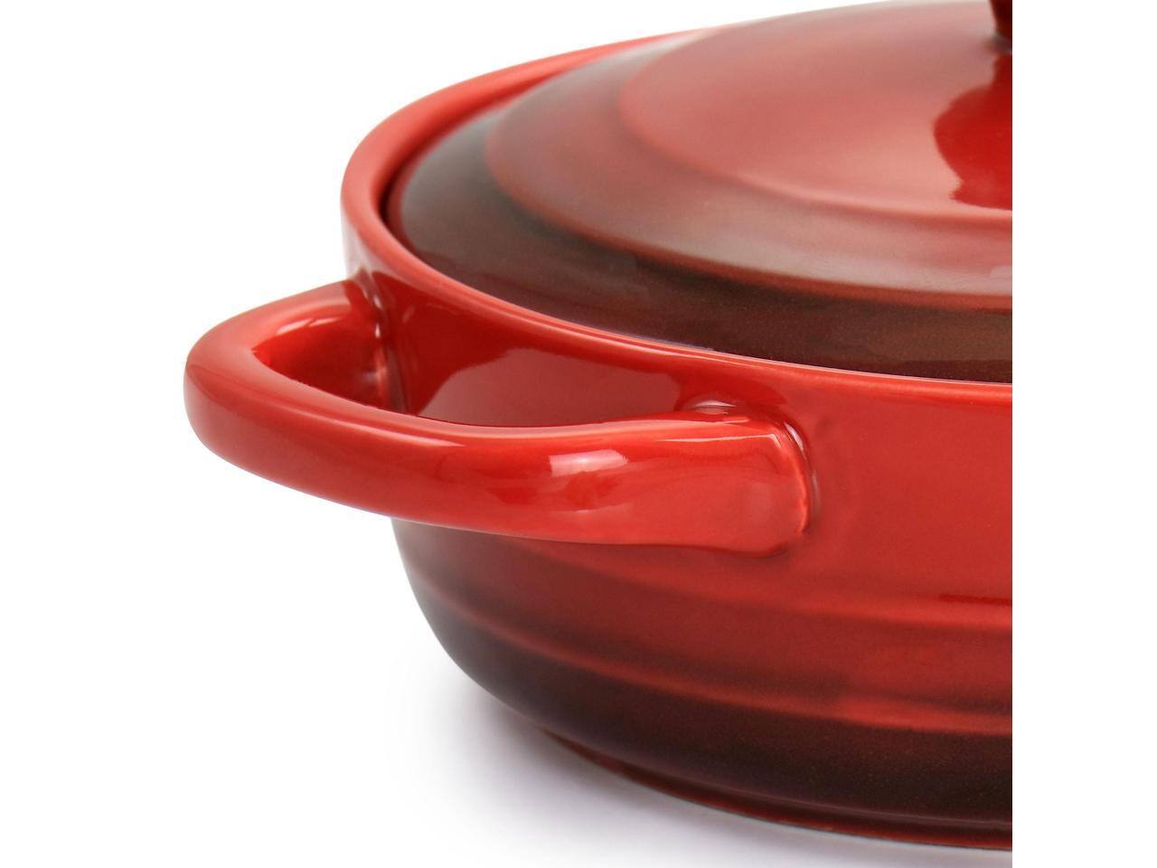 Alt View 3. Crockpot - Crockpot Appleton 6 Piece 10 Ounce Stoneware Mini Casserole Set in Red with Lid - Red.