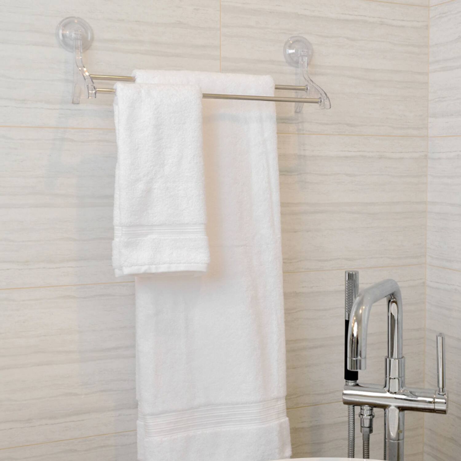 Left. Better Houseware - Suction-Cup Double Towel Bar - Clear.