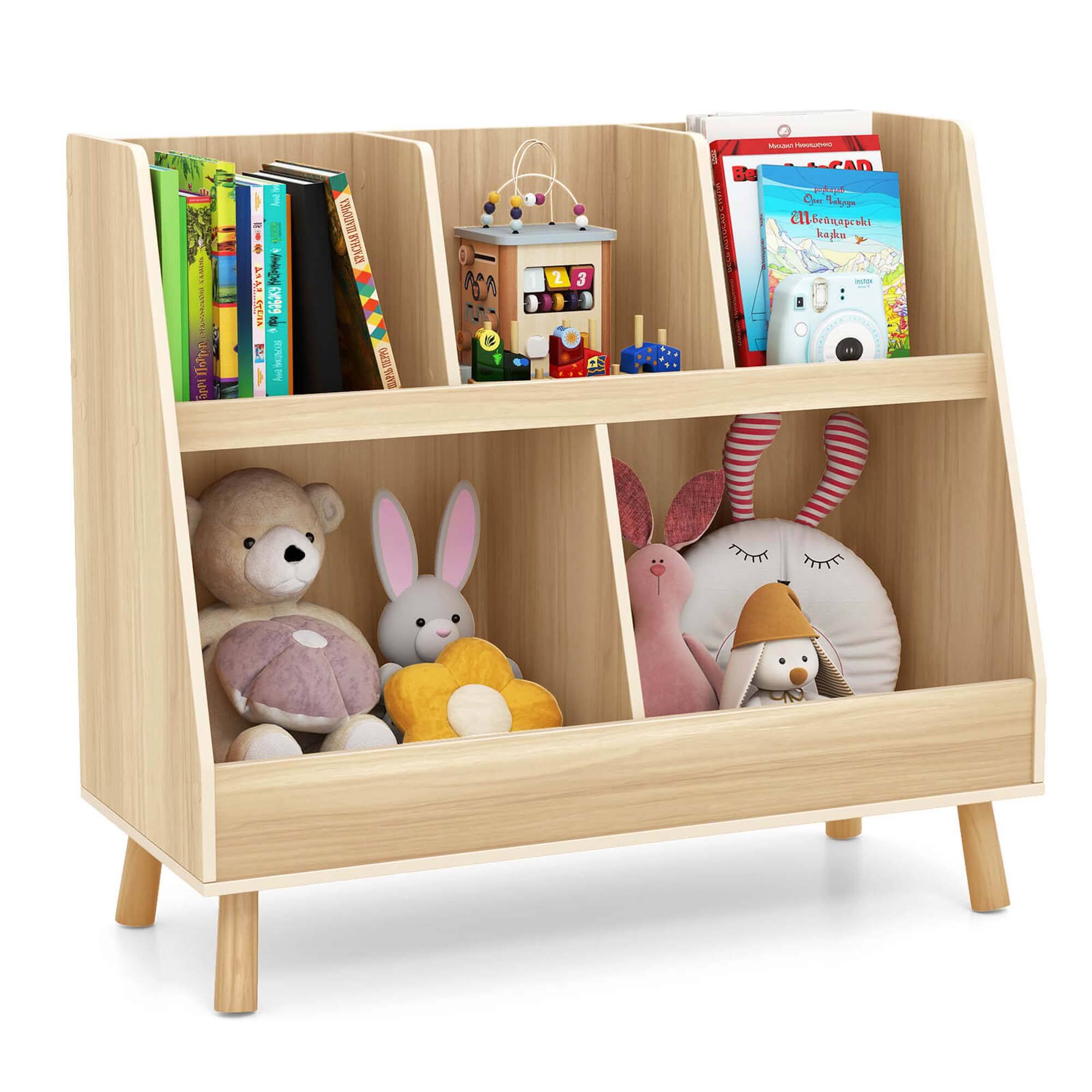 Costway - 5-Cube Kids Bookshelf and Toy Organizer Wooden Storage Bookcase with Wood Legs - Beige price history on PriceWatchPro