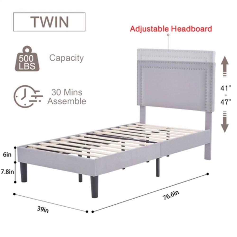 TWIN Adjustable Headboard

- Capacity: 500 LBS
- 30 Mins Assemble

Dimensions:
- Height: 41" - 47"
- Width: 76.6in
- Depth: 39in
- Height from floor: 6in
- Height from floor to headboard: 7.8in