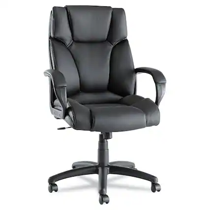 Front. Hivvago - High-Back Swivel Tilt Black Soft Touch Leather Office Chair - Black.