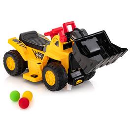 Costway - 6V Electric Kids Ride On Bulldozer Pretend Play Truck Toy with Adjustable Bucket For Kids Aged Over 3 Years - Yellow