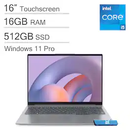 Lenovo - Upgraded - ThinkBook 16" WUXGA Touch Screen Laptop - Intel Core i5 with 16GB Memory - 512GB SSD - Windows 11 Pro - Arctic Gray