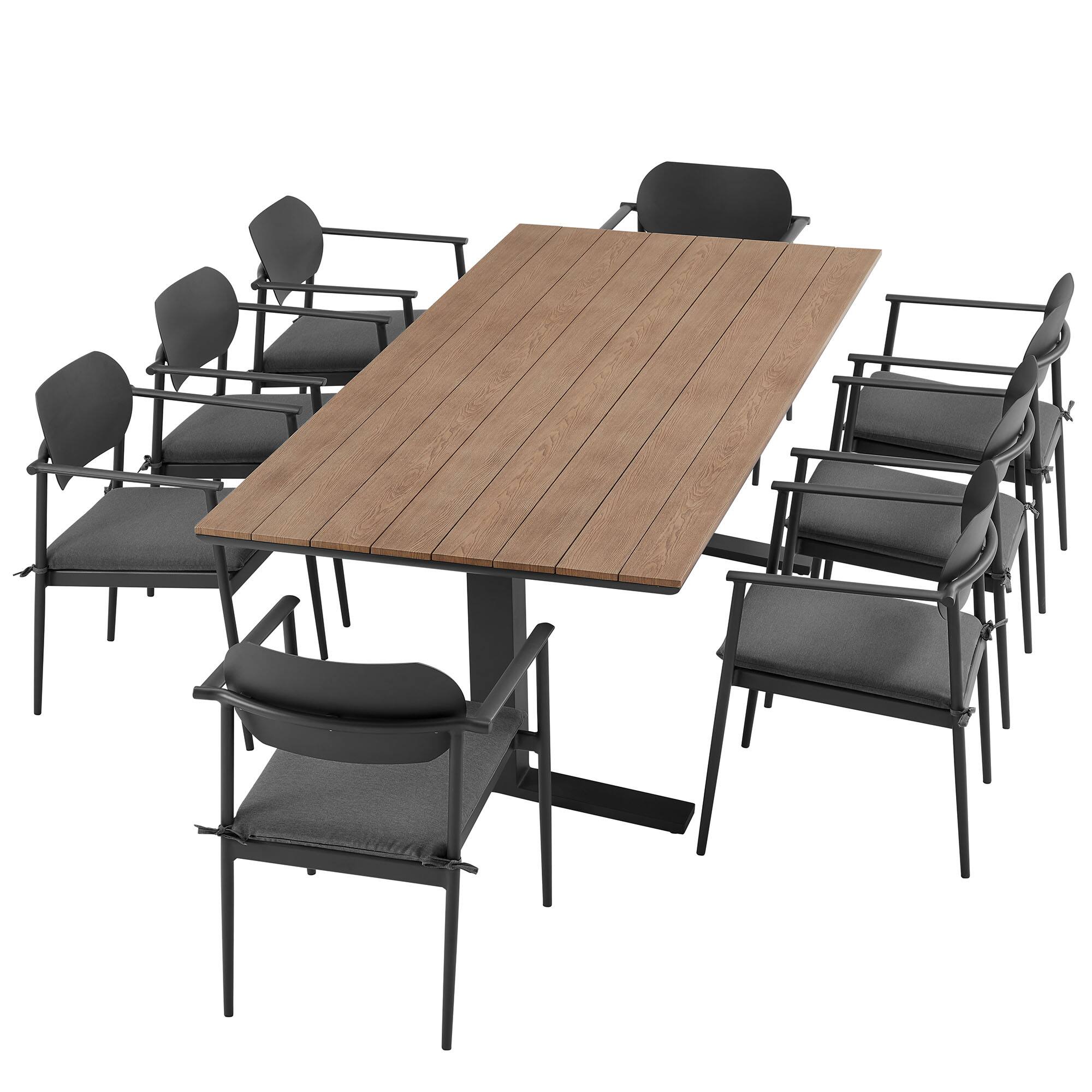 Alt View 1. Modway - Aeris 9-Piece Outdoor Patio Aluminum Dining Set - Charcoal.