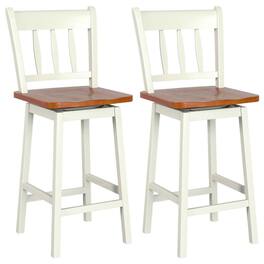 Pefilos - 24.5 Inches Set of 2 360° Swivel Bar Stools with 360掳 Swiveling- Bar Height Stools, Counter Height Bar Stools - White
