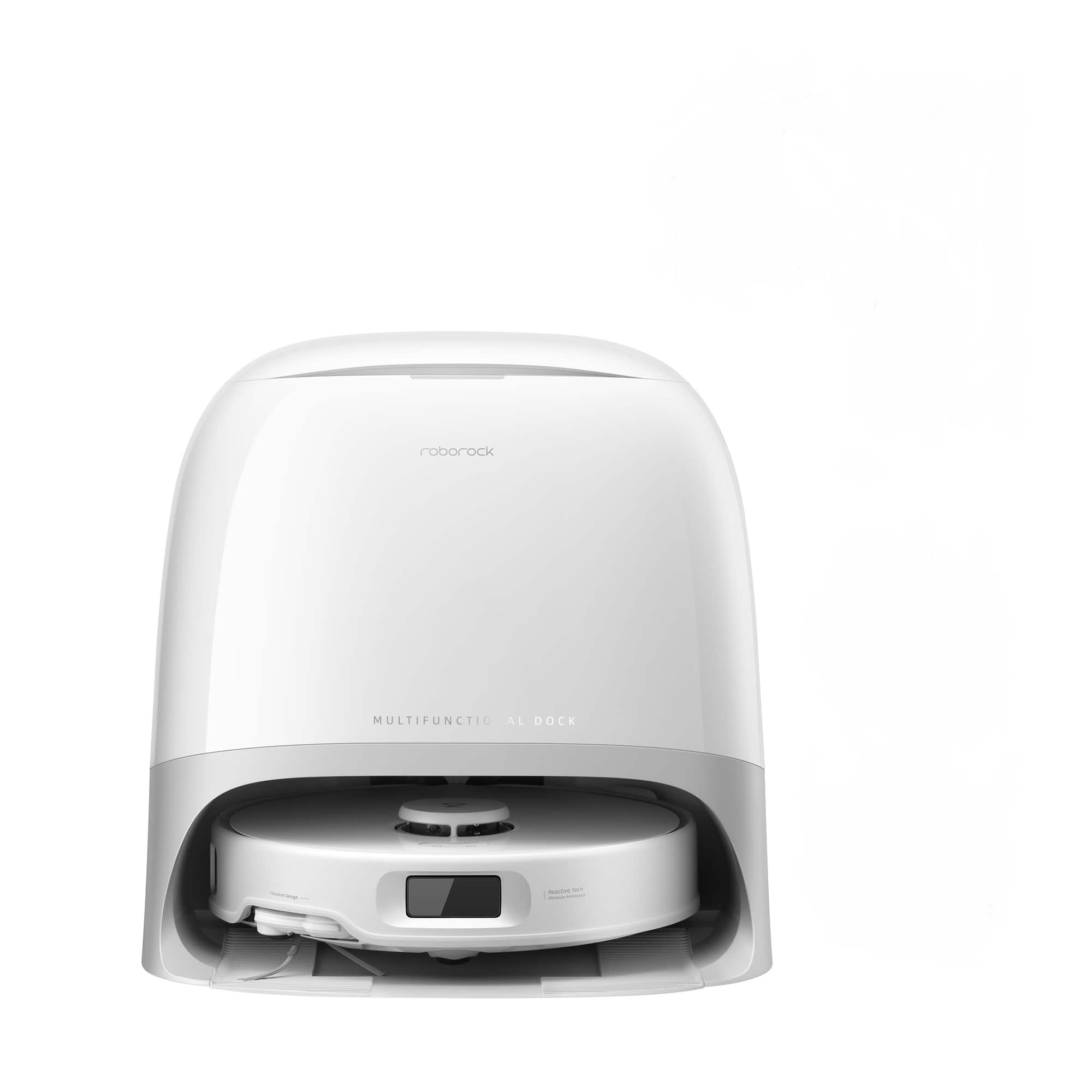 The image features a white Cobra Rock Multi-Functional Dock, which is a device that can charge and play music from a smartphone. The dock is designed to be a convenient and stylish addition to any home or office space.