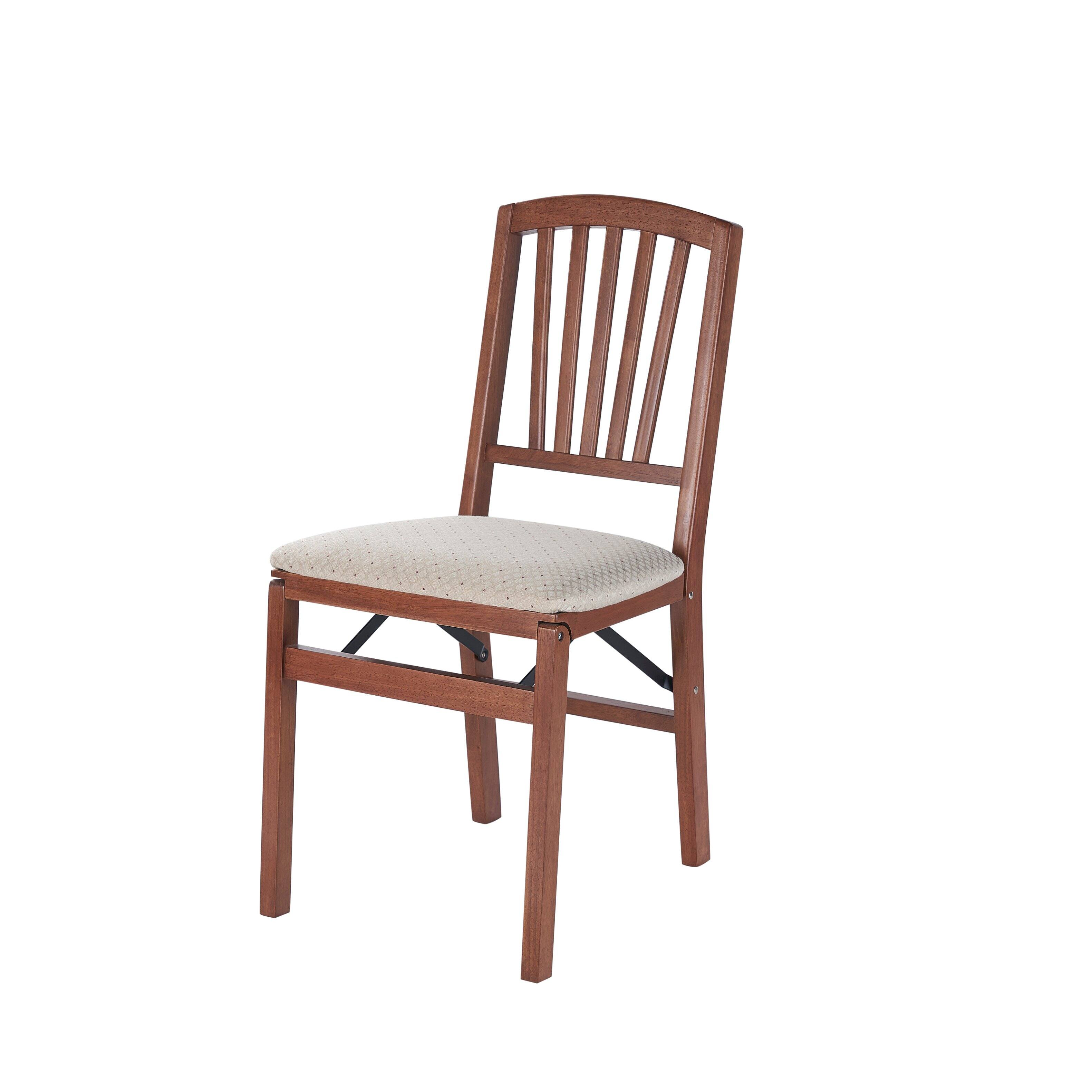 Angle. Stakmore - Stakmore Mission Fusion Folding Chair, Cherry Frame with Blush Fabric (Set of 2) - Brown.