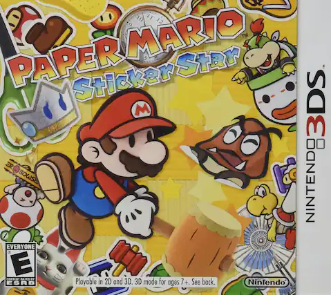 PAPER MARIO Sticker Star
Nintendo 3DS™
Playable in 2D and 3D. 3D mode for ages 7+. See back.
EVERYONE E
CONTENT RATED BY ESRB
Nintendo - E (Everyone)