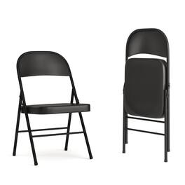 Emma + Oliver - 2 Pack Home & Office Double Braced Party Events Steel Metal Folding Chair - Black