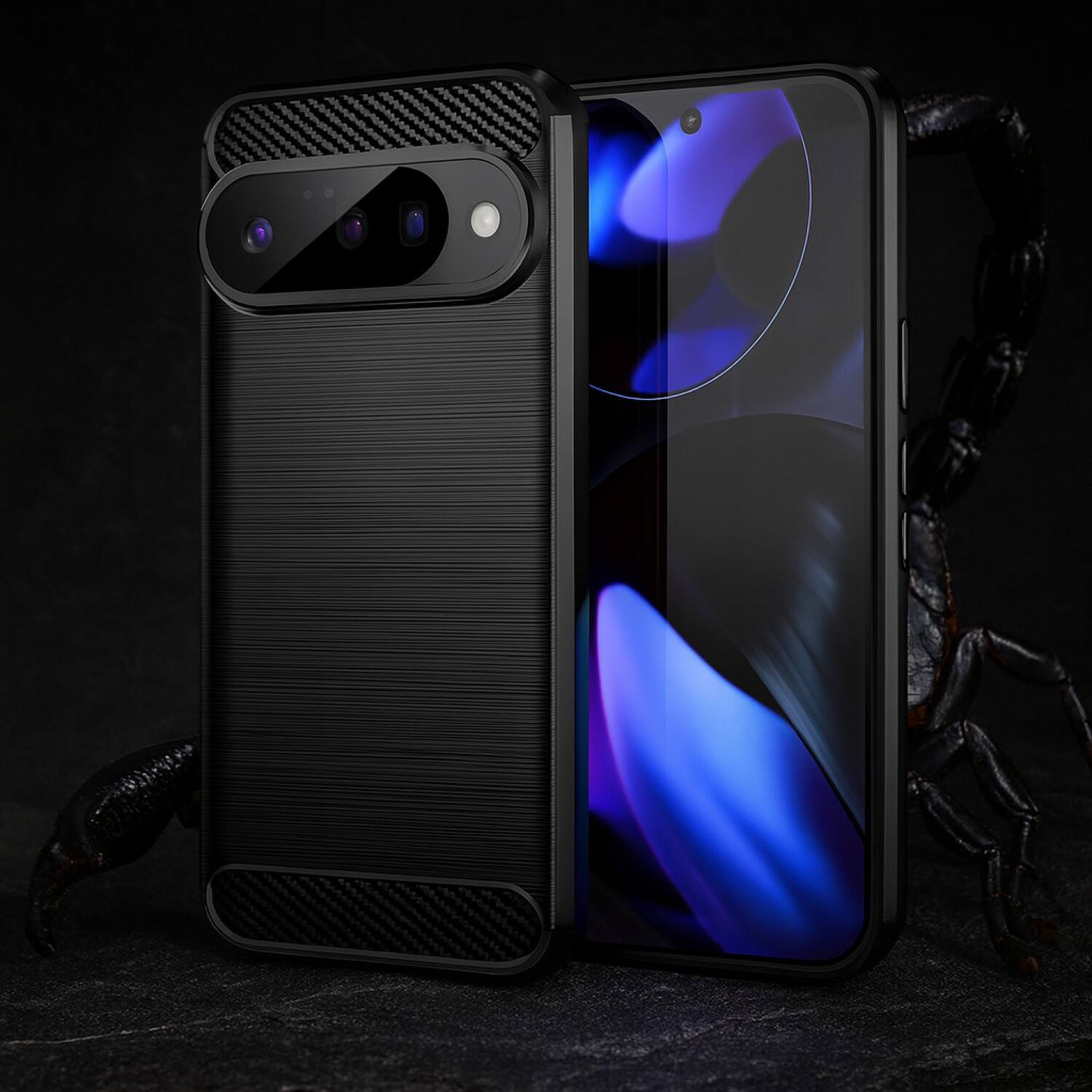 Angle. SaharaCase - Venture Series Anti-Slip Case for for Google Pixel 10 & Pixel 10 Pro - Scoprion Black - Black.