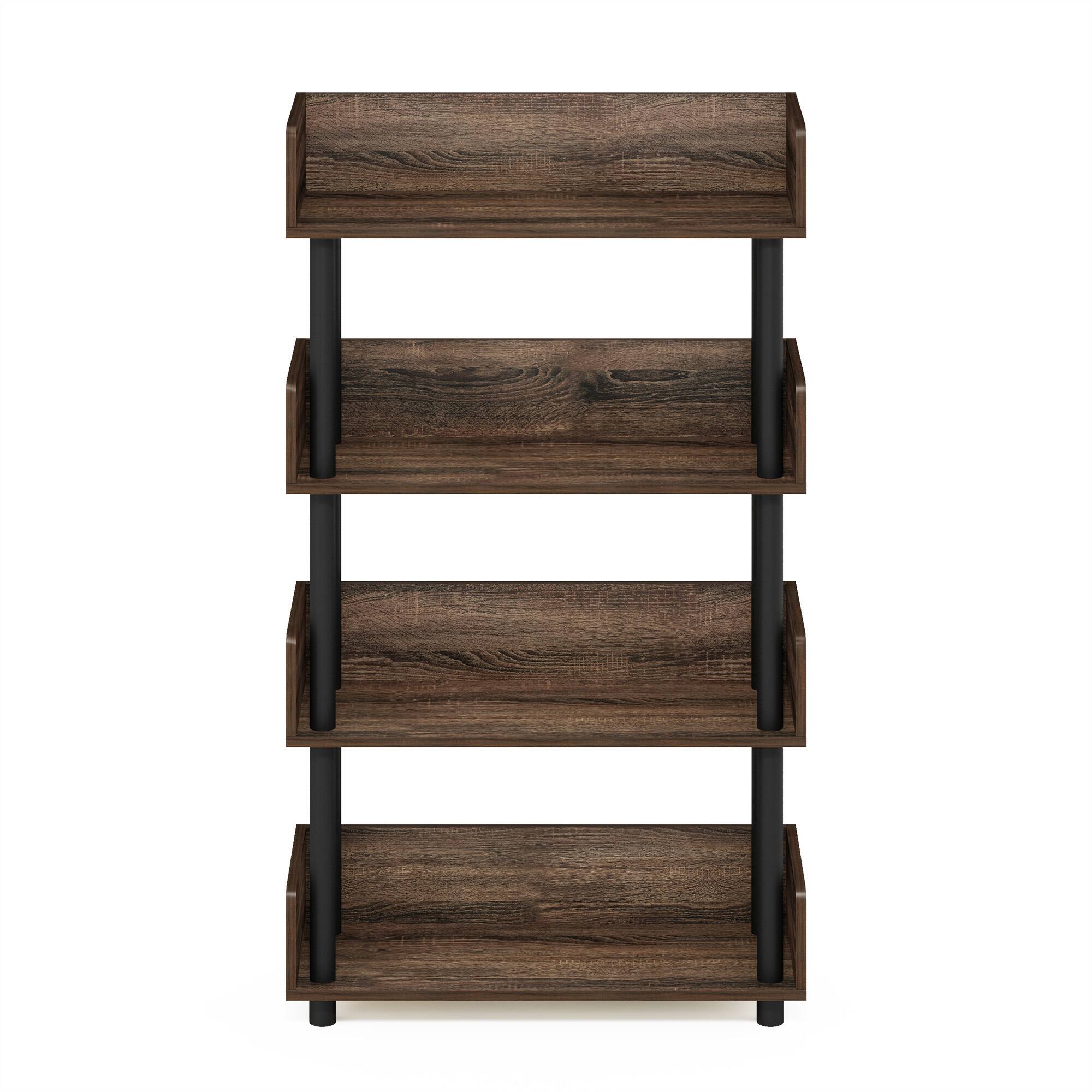 Alt View 2. Furinno - Turn-N-Tube 4-Tier Freestanding Multipurposes Display Rack, Bookshelf, Walnut - Walnut.