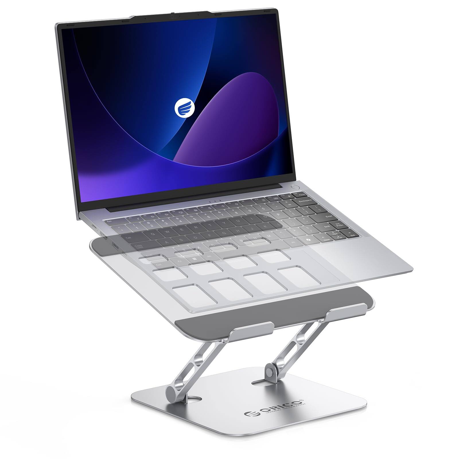 Front. HongFei - Ergonomic Laptop Stand for Desk, Height Adjustable Aluminum Alloy Stand Riser, Foldable Holder for Laptops up to 17 - Silver.