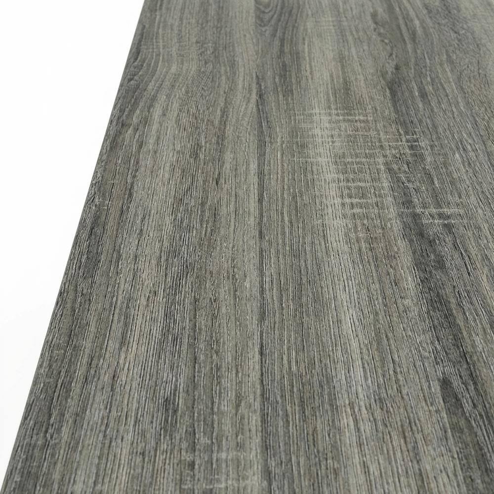 Alt View 1. BisonOffice - Modern computer desk in French Oak Grey - spacious workspace, sturdy build - French Oak Grey/Black.