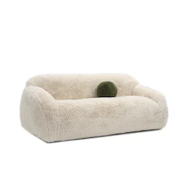 Vaczon - 3-Seater Plush Faux Fur Sofa with Soft Long Pile and Luxurious Comfort for Living Rooms or Apartments - Sand